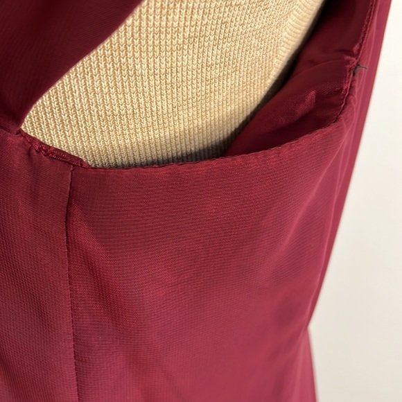 Michaelangelo Burgundy Dress Chiffon Wide Strap Dramatic Shoulder Trains Size 10 - Picture 7 of 14